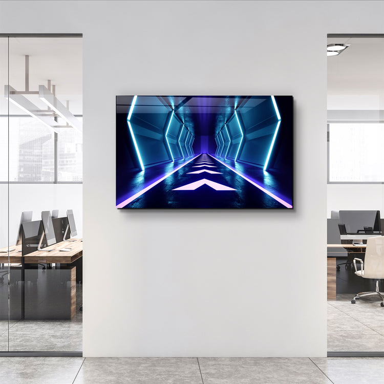 ・"Neon Spacecraft"・Glass Wall Art | Artdesigna Glass Printing Wall Arts.