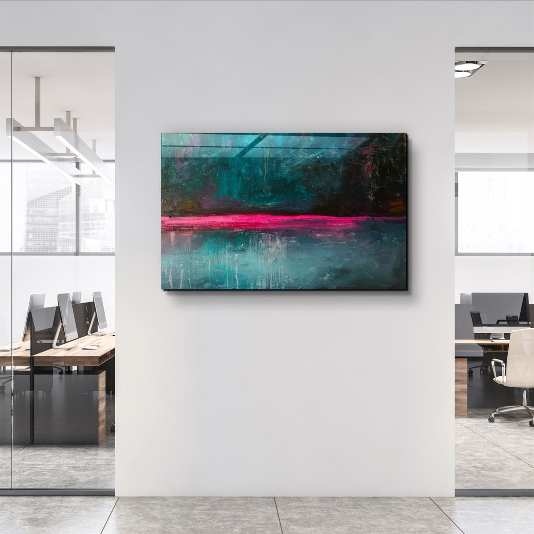 ・"Pink Horizon Abstract"・Glass Wall Art | Artdesigna Glass Printing Wall Arts.