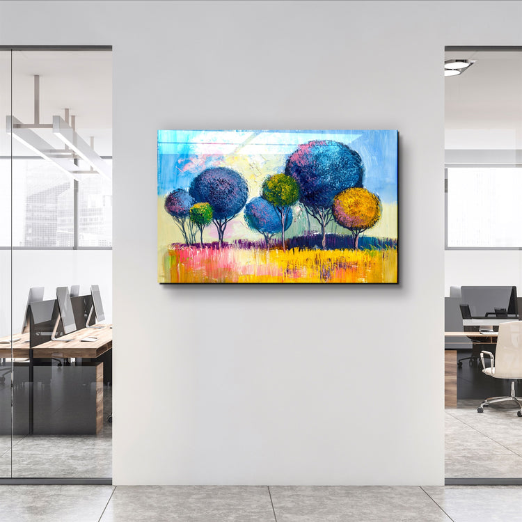 ・"Pompom Trees"・Glass Wall Art | Artdesigna Glass Printing Wall Arts.