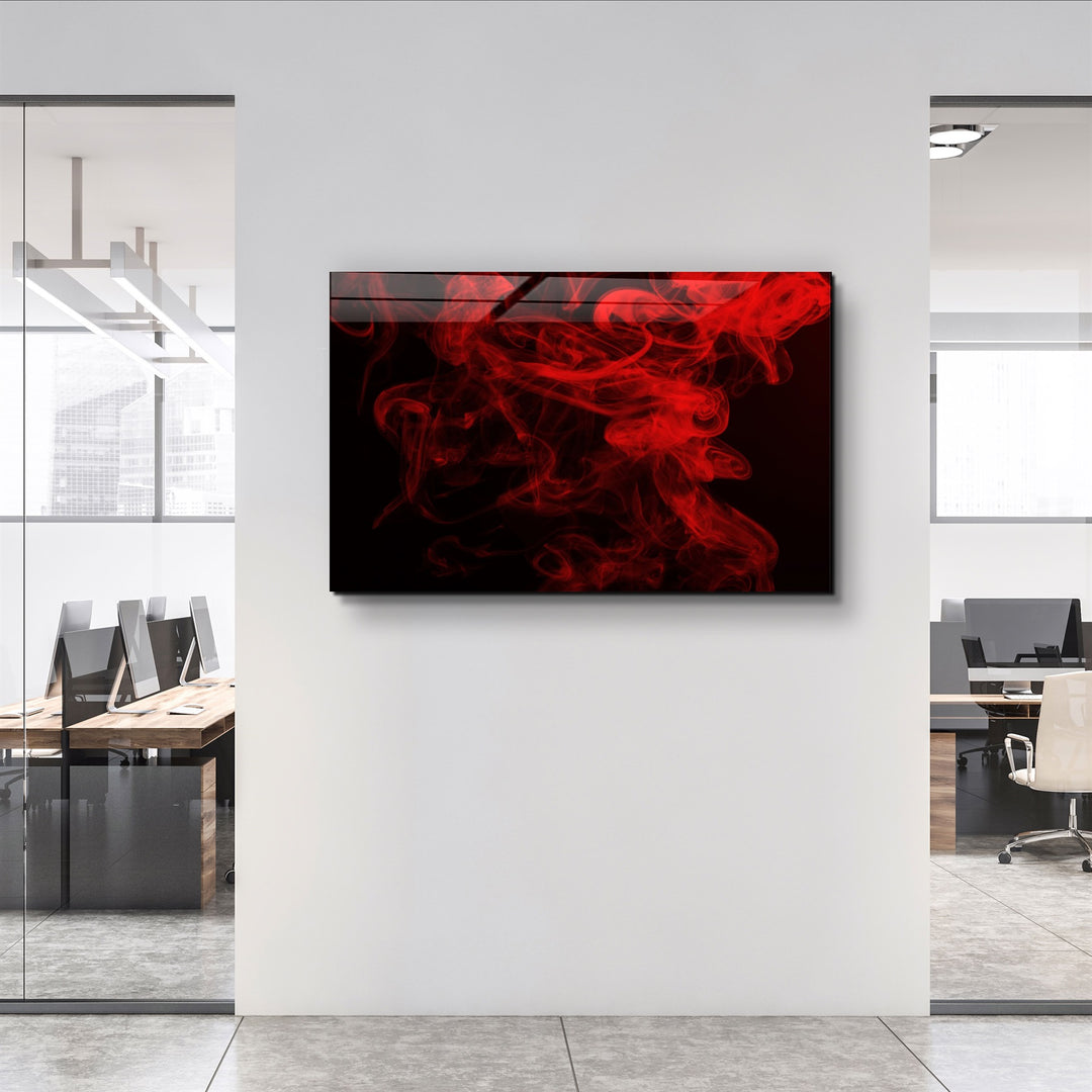 ・"Red Smoke2"・Glass Wall Art | Artdesigna Glass Printing Wall Arts.