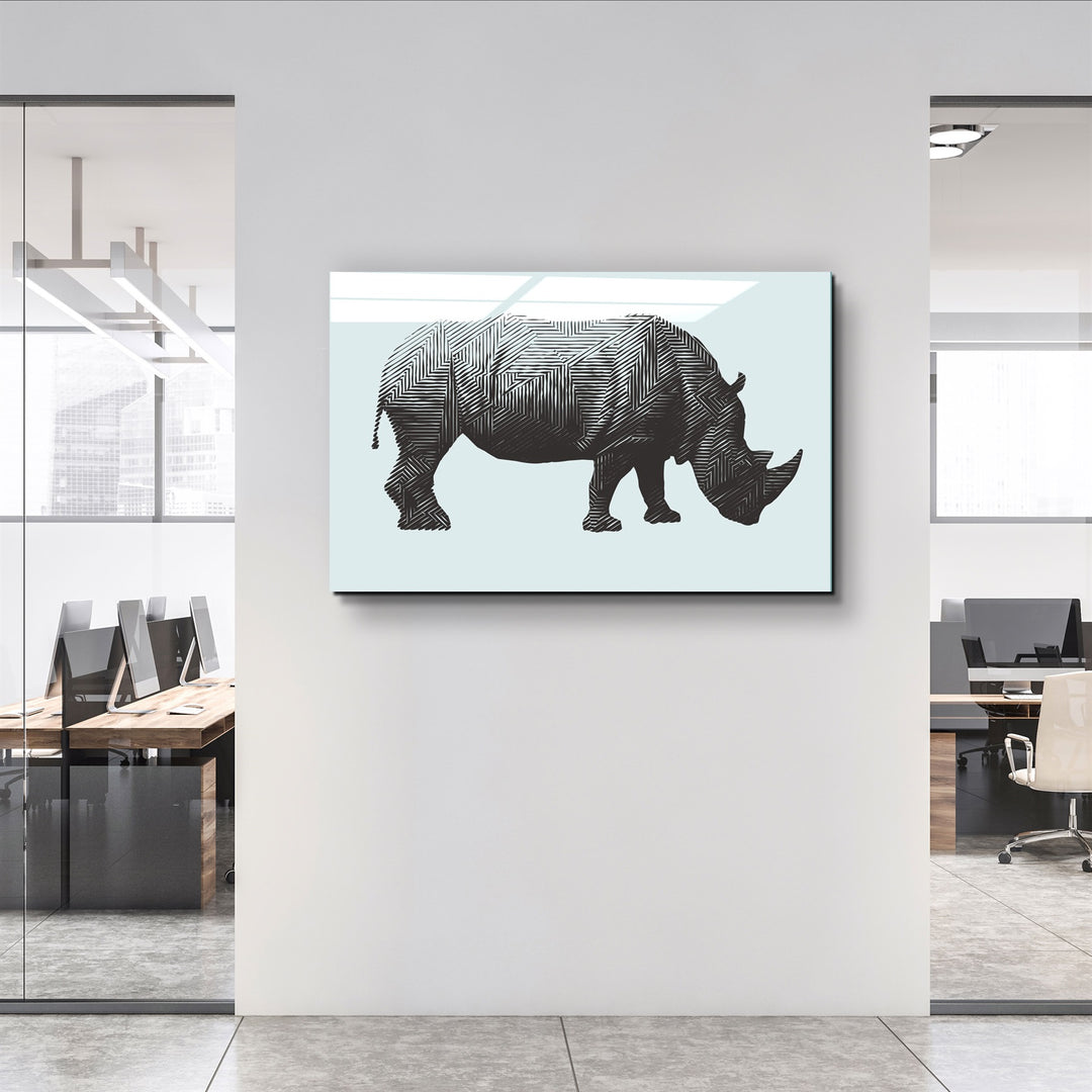 ・"Rhino"・Glass Wall Art | Artdesigna Glass Printing Wall Arts.