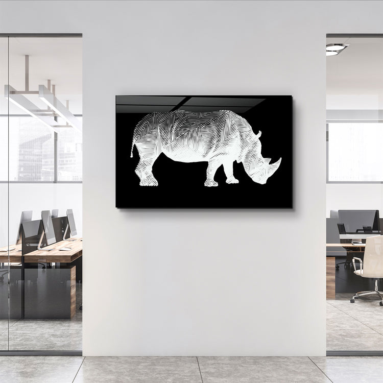 ・"Rhino Black"・Glass Wall Art | Artdesigna Glass Printing Wall Arts.