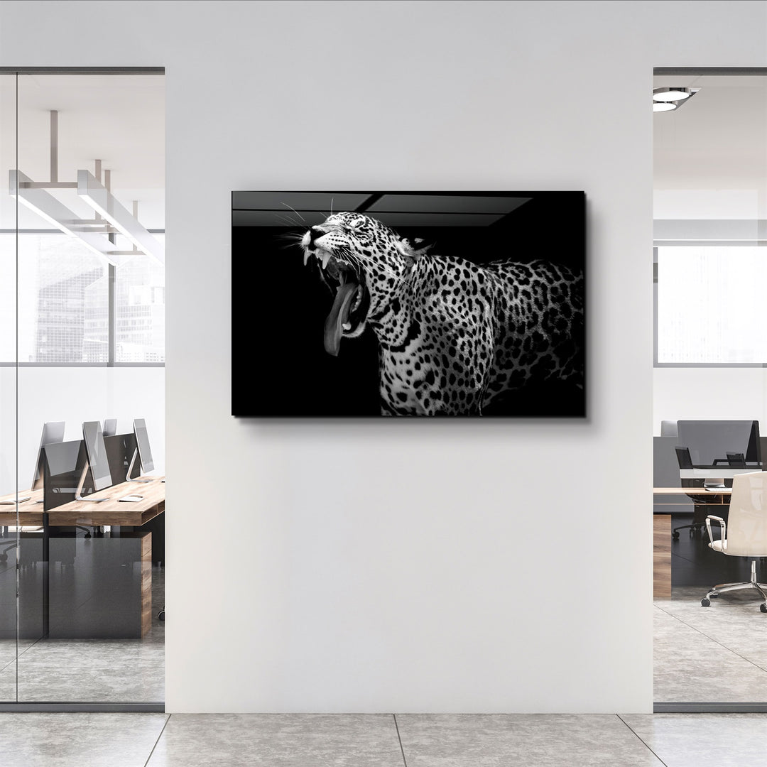 ・"Leopard Yawn"・Glass Wall Art | Artdesigna Glass Printing Wall Arts.