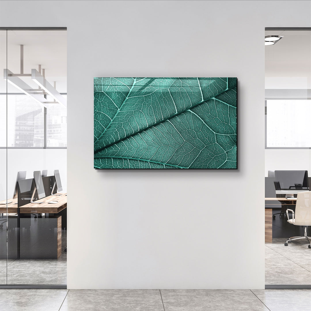 ・"Green Leaf 4"・Glass Wall Art | Artdesigna Glass Printing Wall Arts.