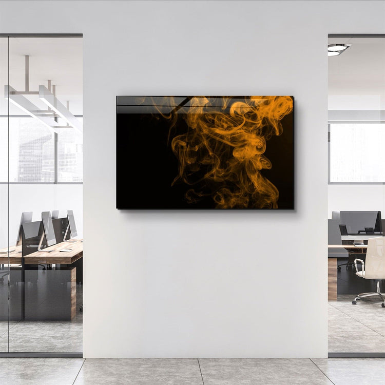 ・"Orange Smoke"・Glass Wall Art | Artdesigna Glass Printing Wall Arts.