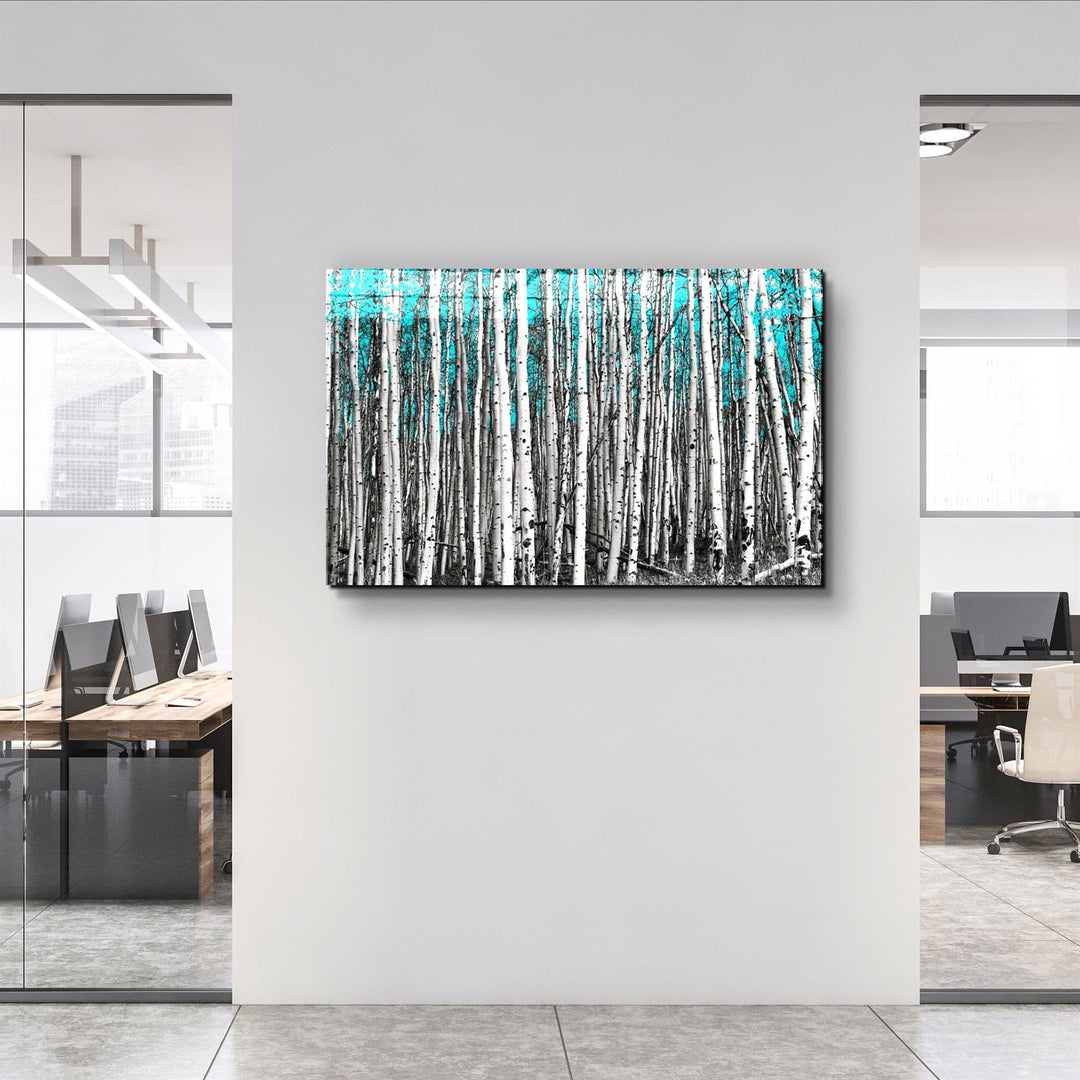 ・"Abstract White Trees V2"・Glass Wall Art | Artdesigna Glass Printing Wall Arts.