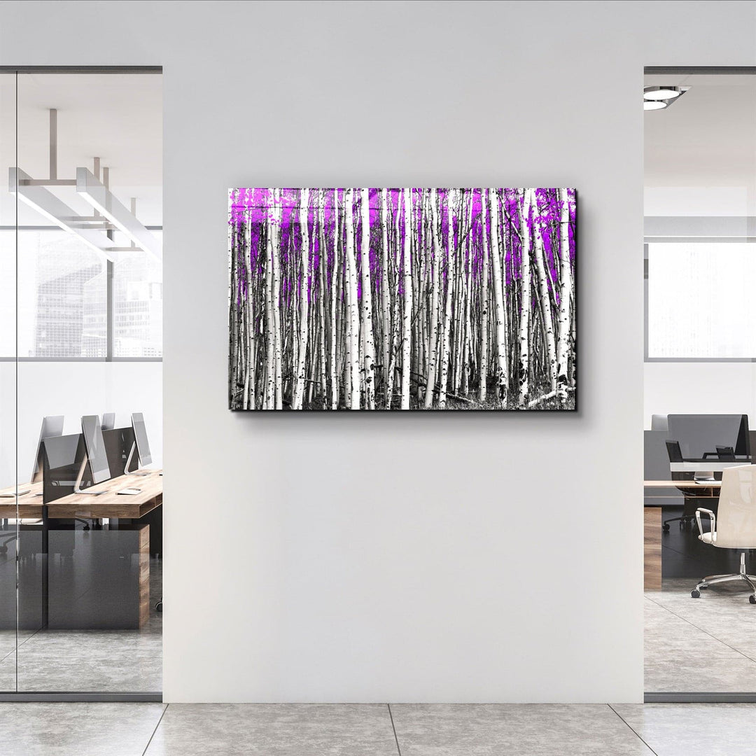 ・"Abstract White Trees V3"・Glass Wall Art | Artdesigna Glass Printing Wall Arts.