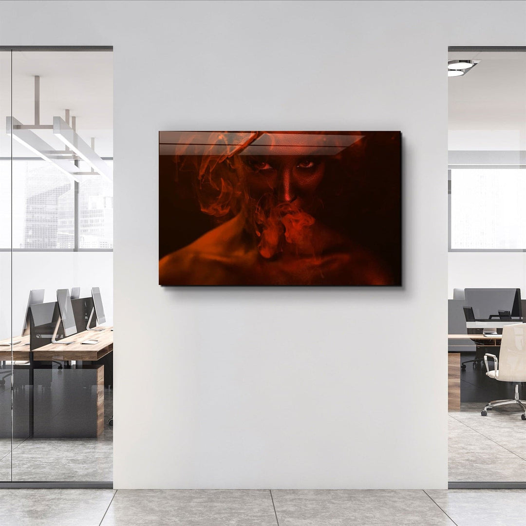 ・"Smoke and Woman V2"・Glass Wall Art | Artdesigna Glass Printing Wall Arts.