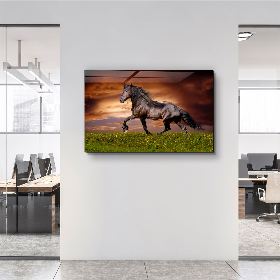 ・"Horse in the Wind"・Glass Wall Art | Artdesigna Glass Printing Wall Arts.