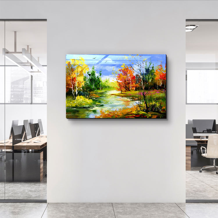 ・"Abstract Landscape V2"・Glass Wall Art | Artdesigna Glass Printing Wall Arts.