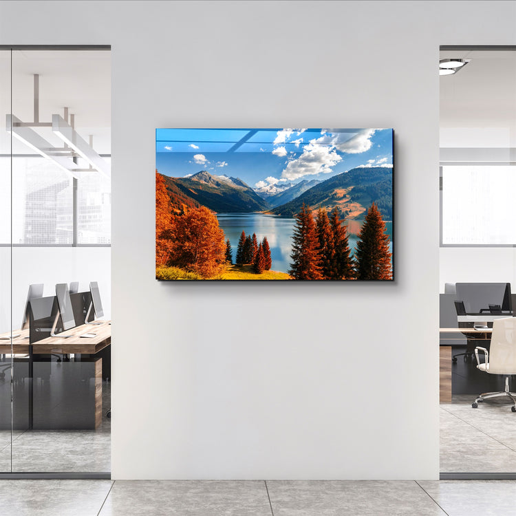 ・"Lake and Mountain Landscape"・Glass Wall Art | Artdesigna Glass Printing Wall Arts.