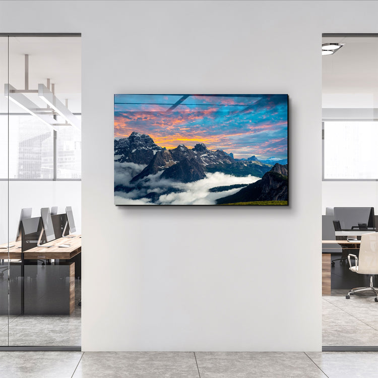 ・"Mountains and Clouds"・Glass Wall Art | Artdesigna Glass Printing Wall Arts.