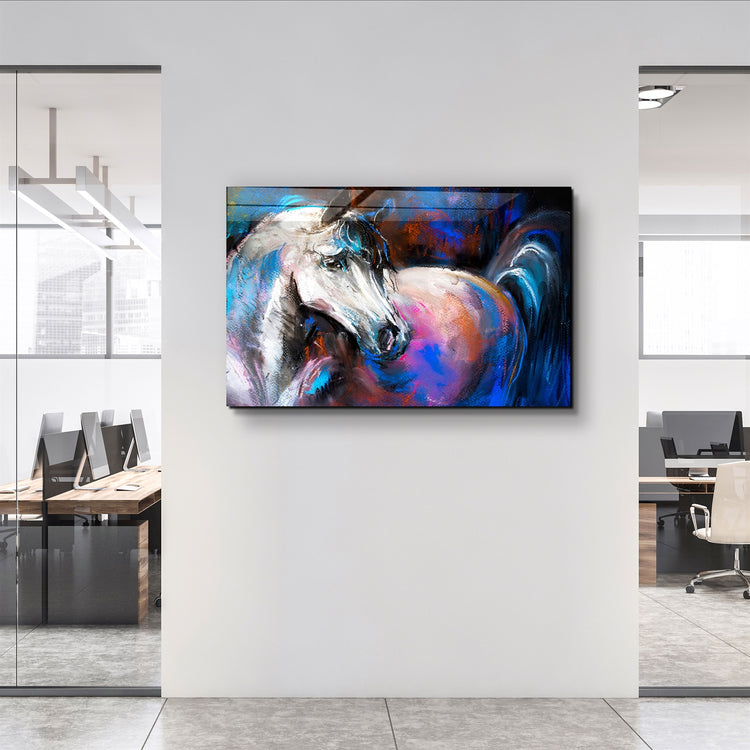 ・"Abstract Horse"・Glass Wall Art | Artdesigna Glass Printing Wall Arts.