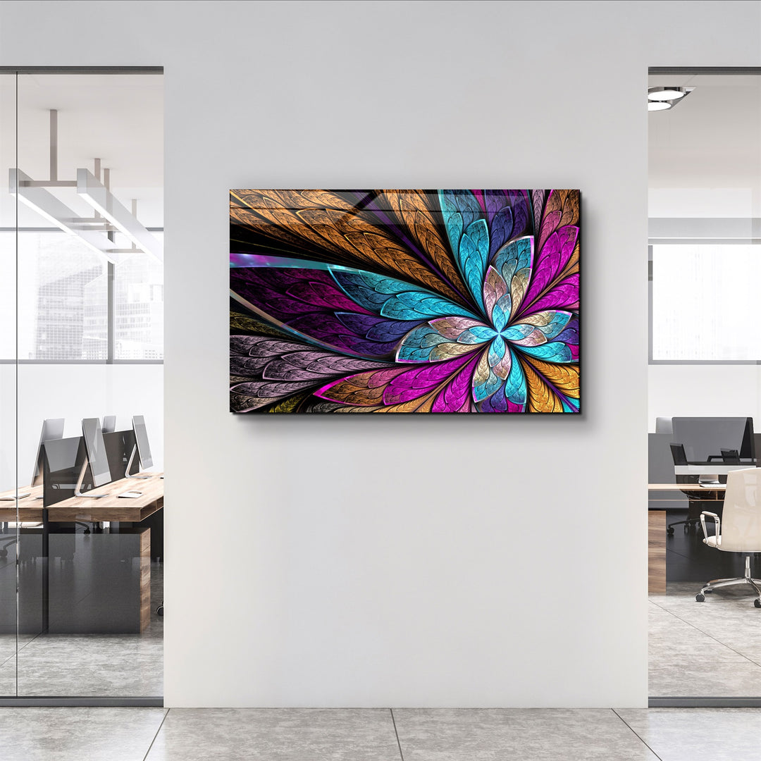 ・"Neon Colored Leaves"・Glass Wall Art | Artdesigna Glass Printing Wall Arts.