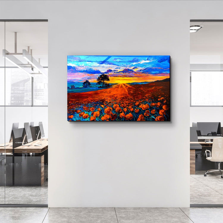 ・"Oil Sunset"・Glass Wall Art | Artdesigna Glass Printing Wall Arts.