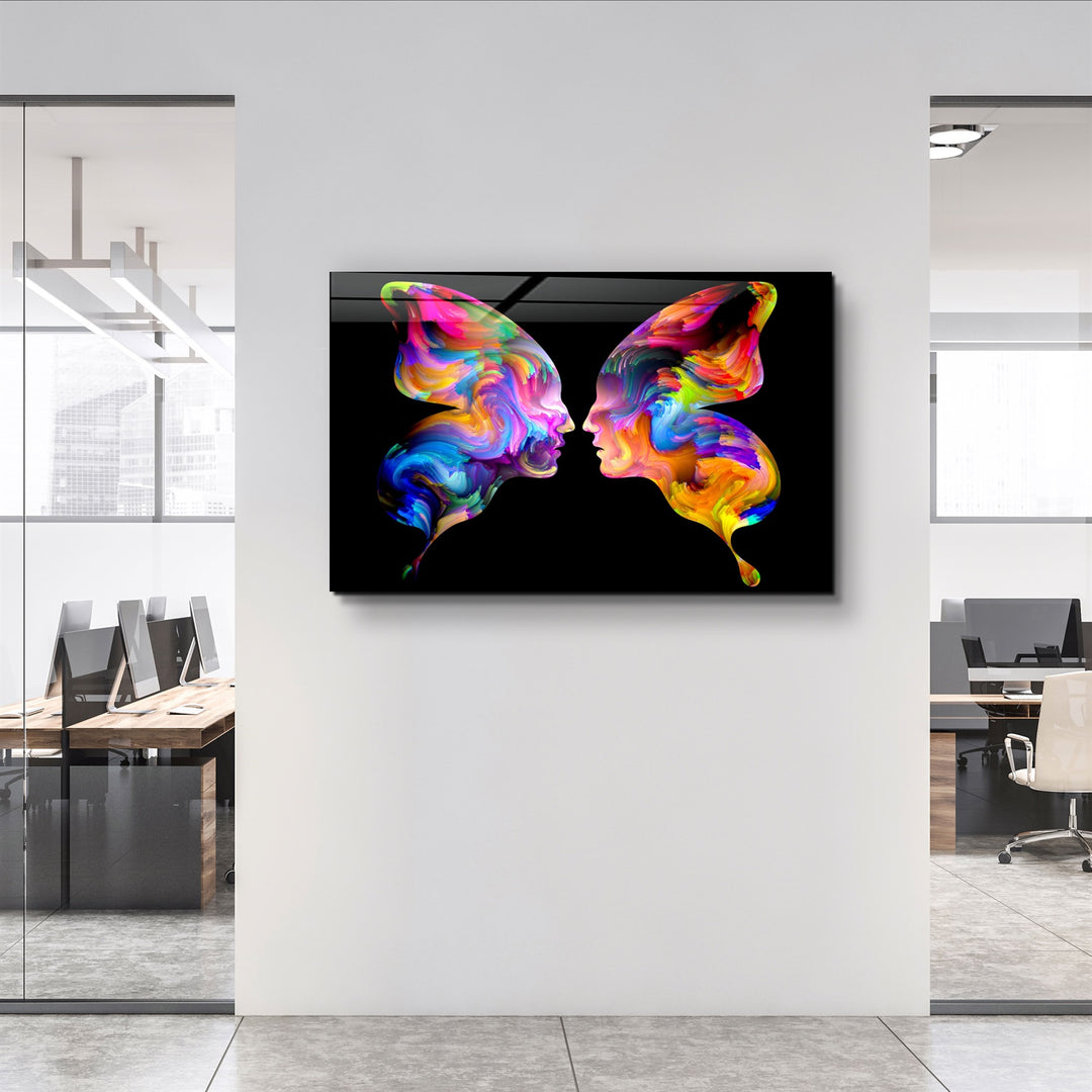 ・"Colored Face Off"・Glass Wall Art | Artdesigna Glass Printing Wall Arts.