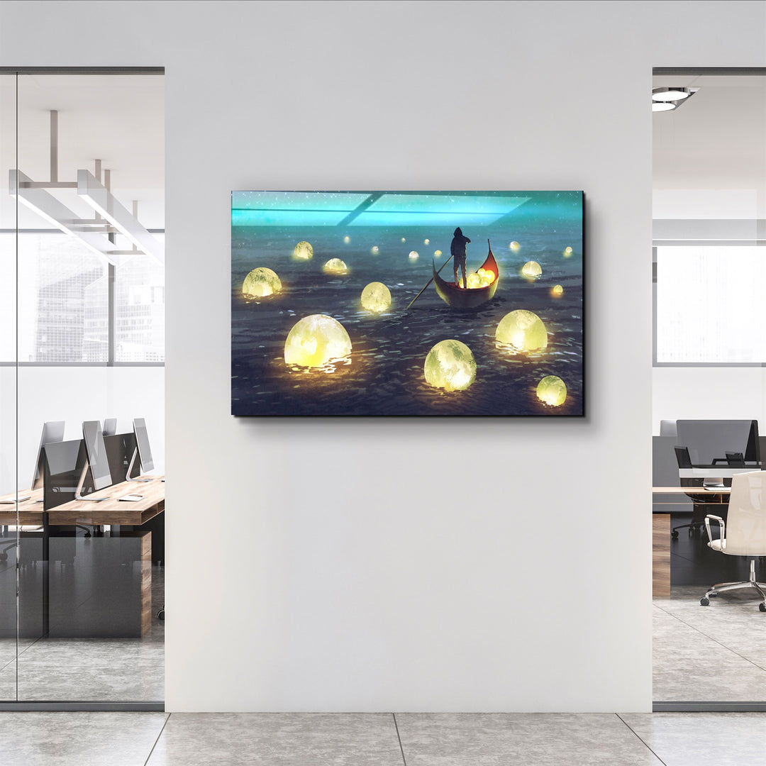 ・"Lights on the Sea"・Glass Wall Art | Artdesigna Glass Printing Wall Arts.