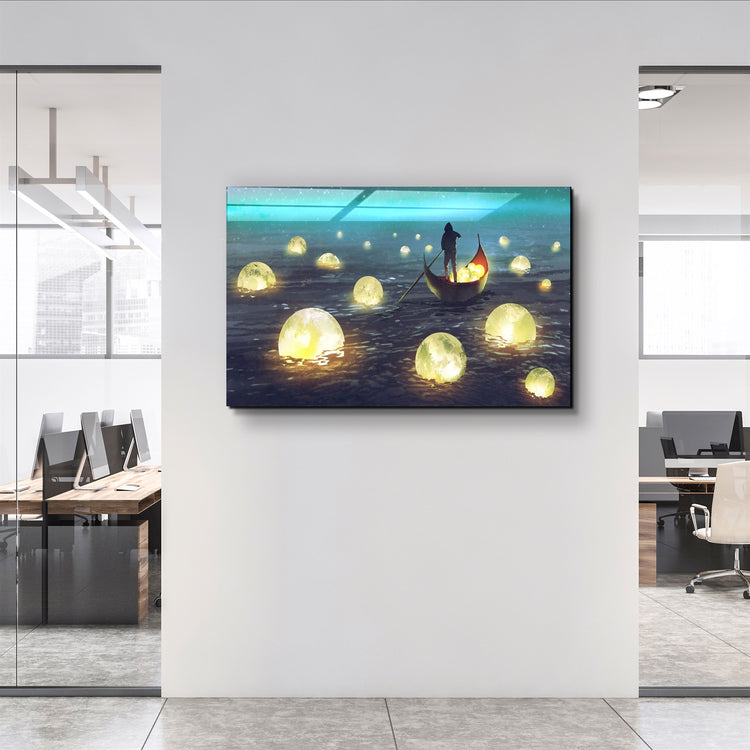 ・"Lights on the Sea"・Glass Wall Art | Artdesigna Glass Printing Wall Arts.