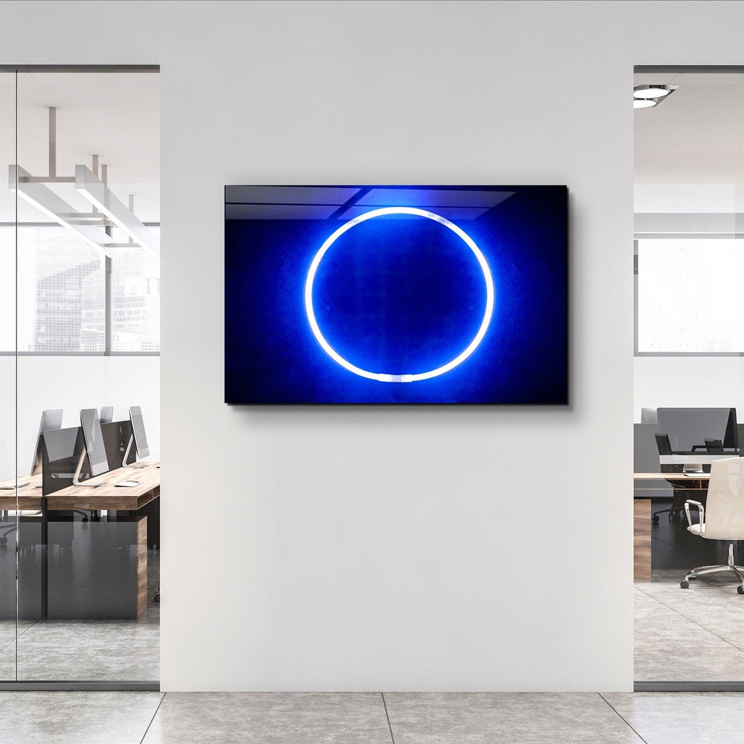 ・"Blue Circle Light"・Glass Wall Art | Artdesigna Glass Printing Wall Arts.