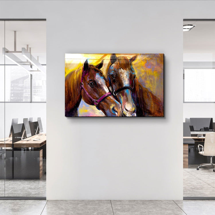 ・"Horse Love V2"・Glass Wall Art | Artdesigna Glass Printing Wall Arts.