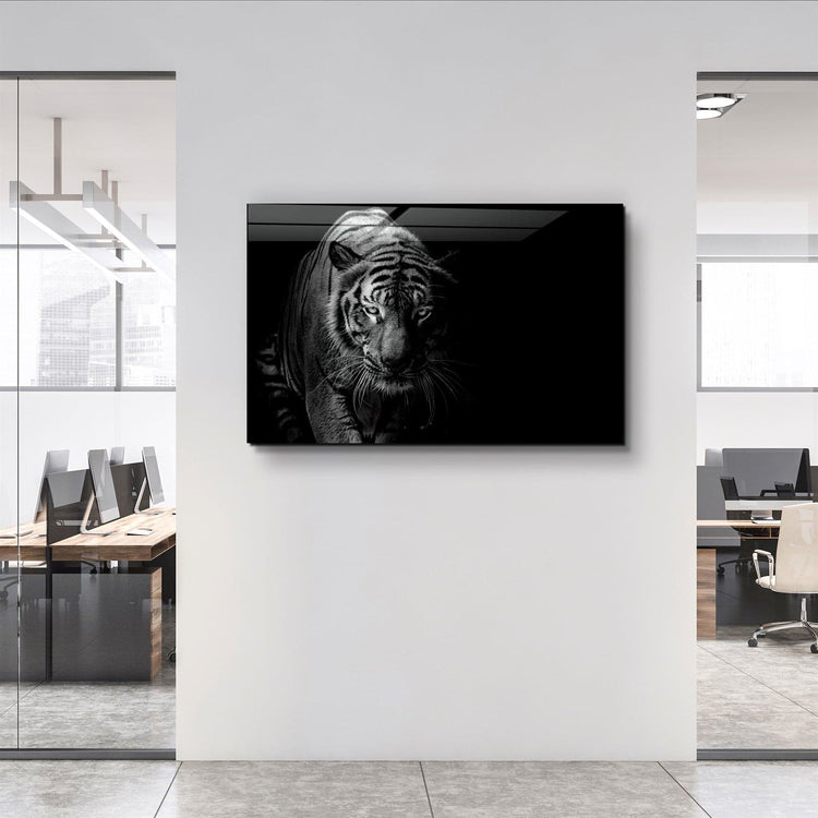 ・"Tiger in the Black"・Glass Wall Art | Artdesigna Glass Printing Wall Arts.