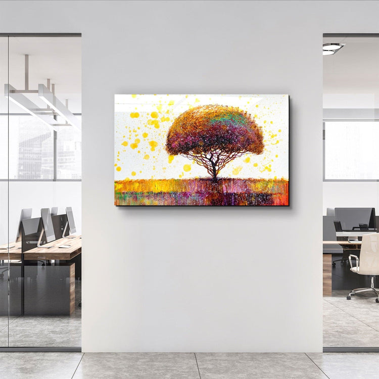 ・"Abstract Colorful Tree"・Glass Wall Art | Artdesigna Glass Printing Wall Arts.