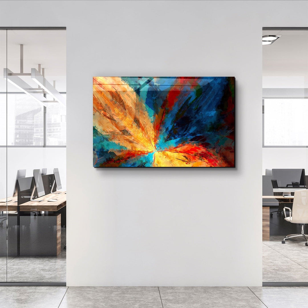 ・"Abstract Colorful Leaves"・Glass Wall Art | Artdesigna Glass Printing Wall Arts.