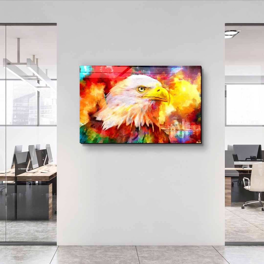 ・"Abstract Colorful Eagle"・Glass Wall Art | Artdesigna Glass Printing Wall Arts.