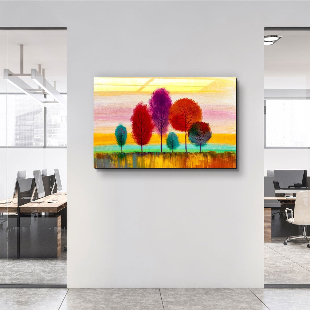 ・"Abstract Colorful Trees"・Glass Wall Art | Artdesigna Glass Printing Wall Arts.