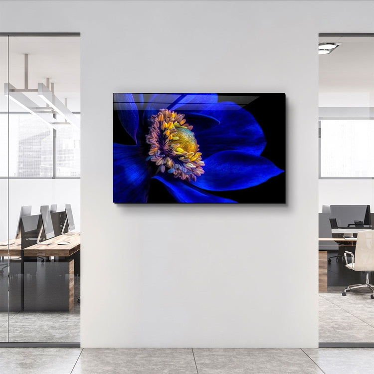 ・"Blue Flower2"・Glass Wall Art | Artdesigna Glass Printing Wall Arts.