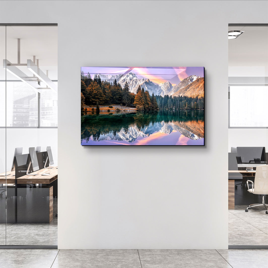 ・"Lake and Mountain Landscape 2"・Glass Wall Art | Artdesigna Glass Printing Wall Arts.