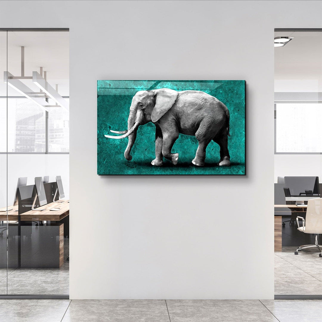 ・"Elephant Green"・Glass Wall Art | Artdesigna Glass Printing Wall Arts.