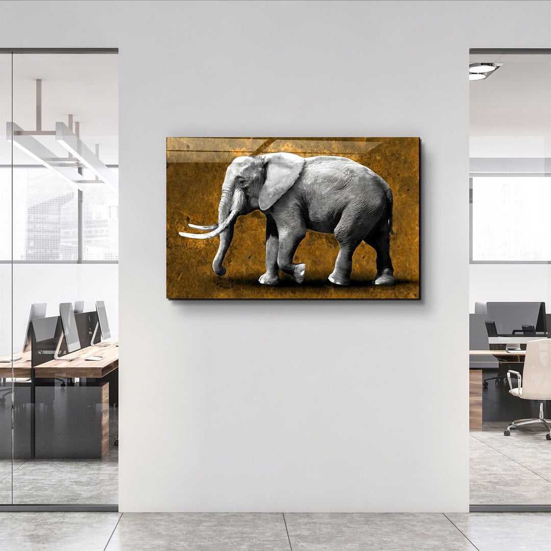 ・"Elephant Brown"・Glass Wall Art | Artdesigna Glass Printing Wall Arts.