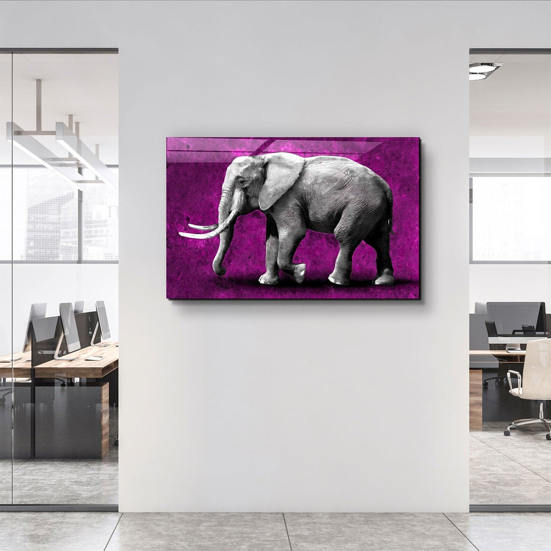 ・"Elephant Purple"・Glass Wall Art | Artdesigna Glass Printing Wall Arts.