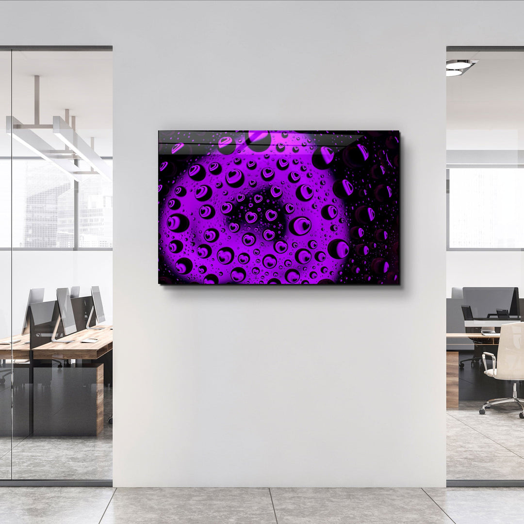 ・"Water Drops - Purple Heart"・Glass Wall Art | Artdesigna Glass Printing Wall Arts.