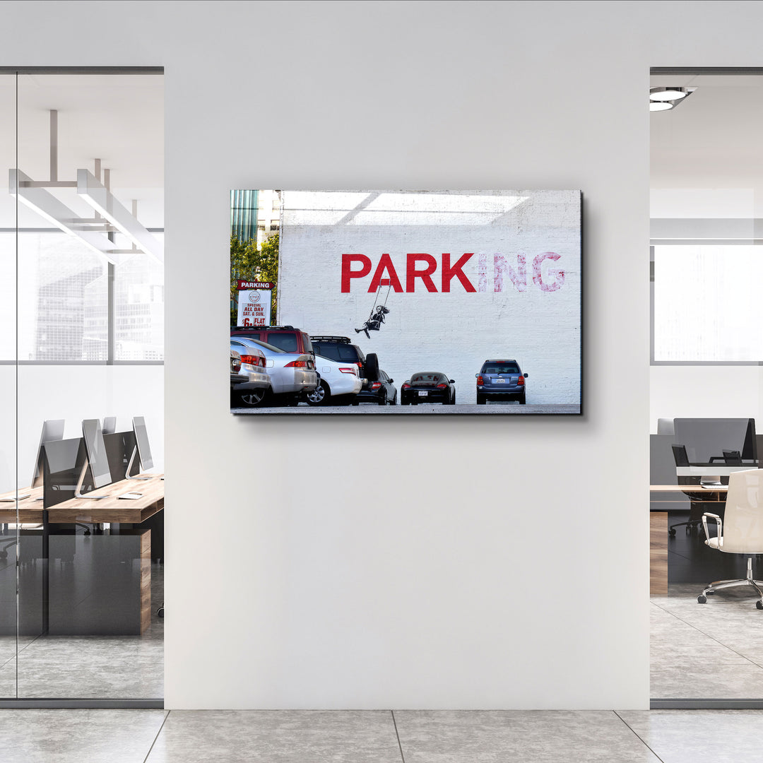 ・"Banksy - Parking"・Designer's Collection Glass Wall Art