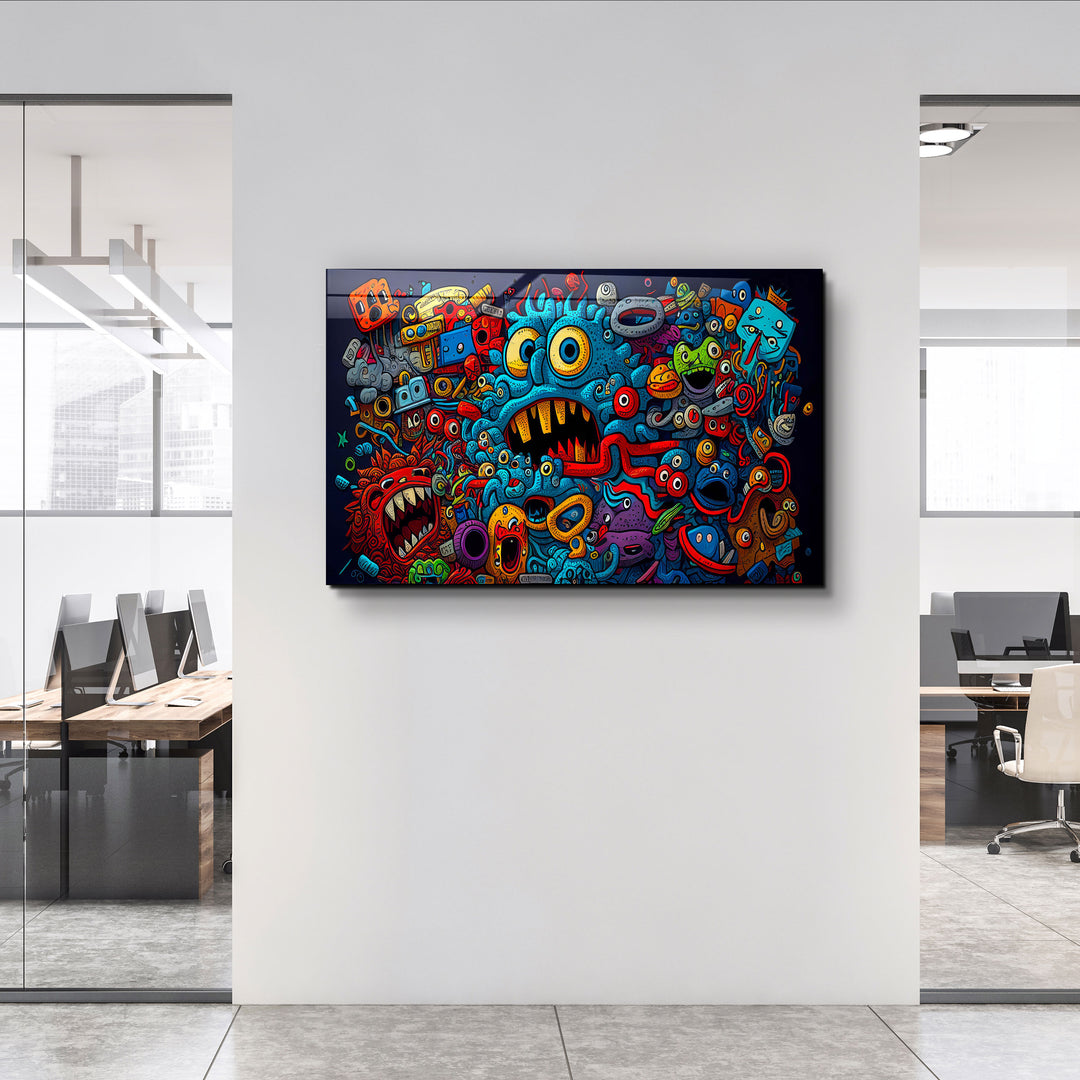 ・"Graffiti Monsters"・Glass Wall Art