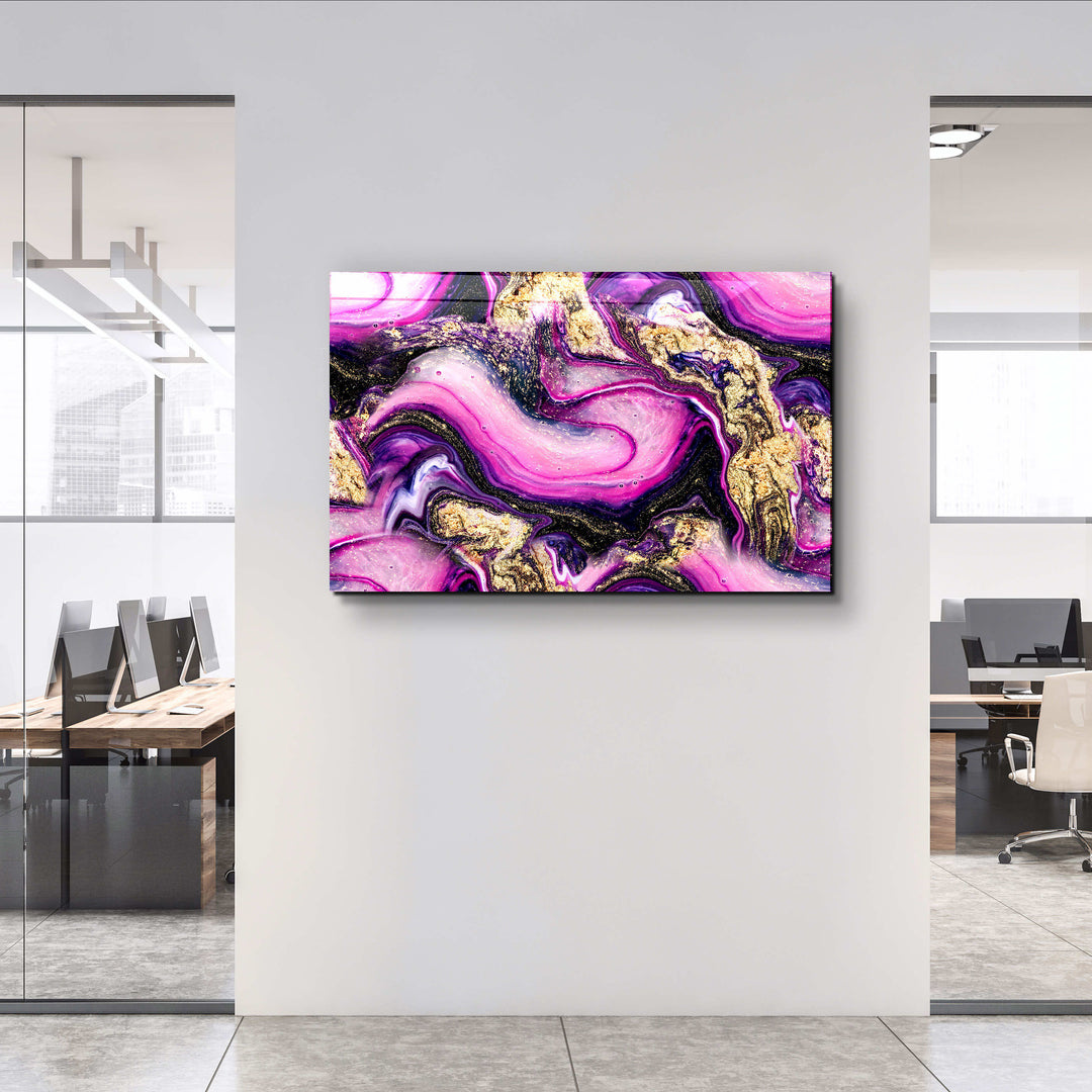 ・"Marble Collection H14 - PinkPurple"・Glass Wall Art