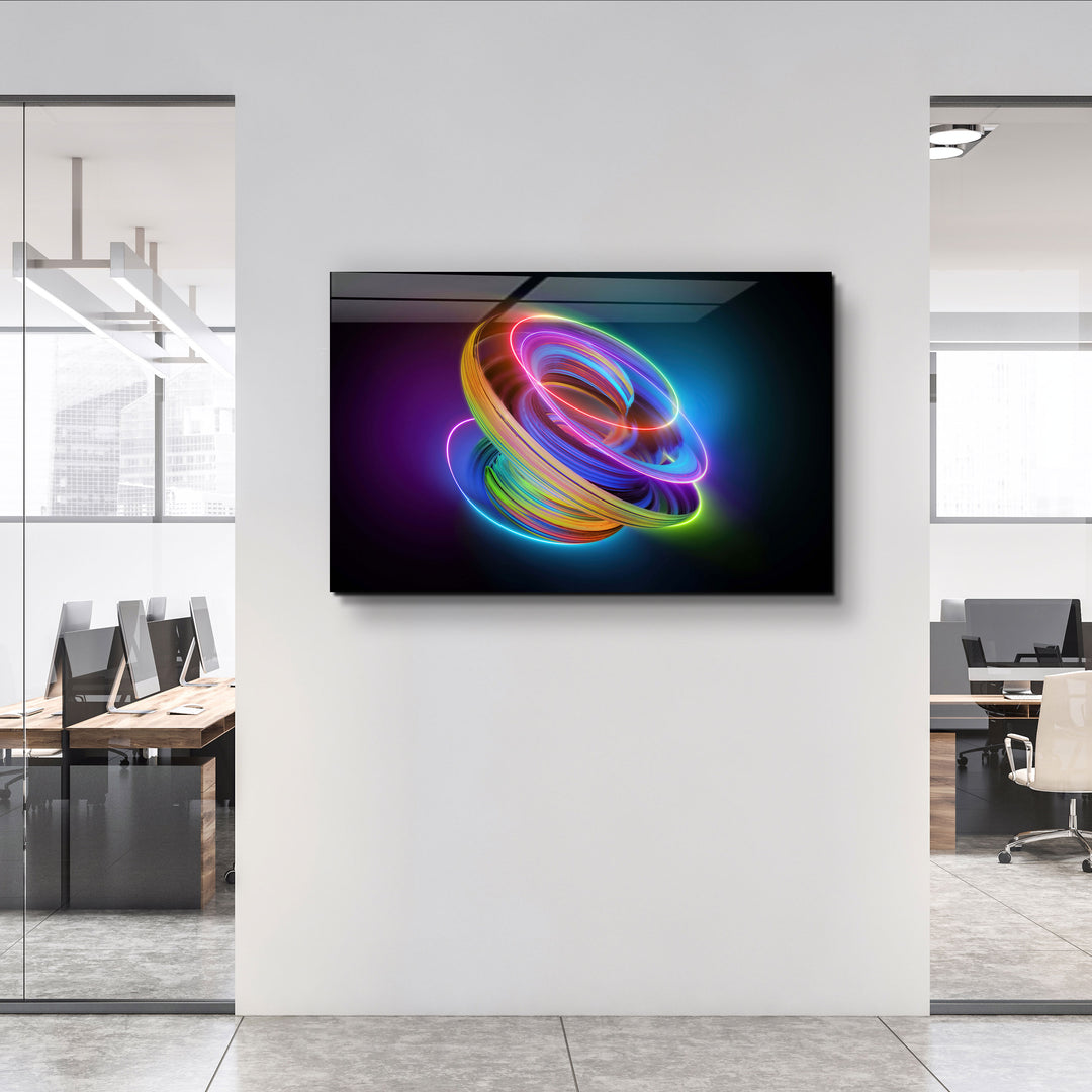 ・"Neon Lines 2"・Glass Wall Art