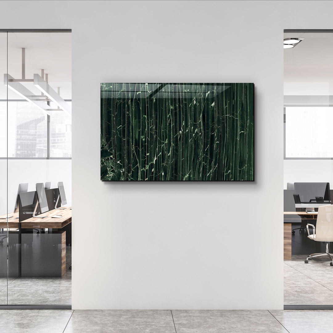 ・"Dark Green Marble"・Glass Wall Art