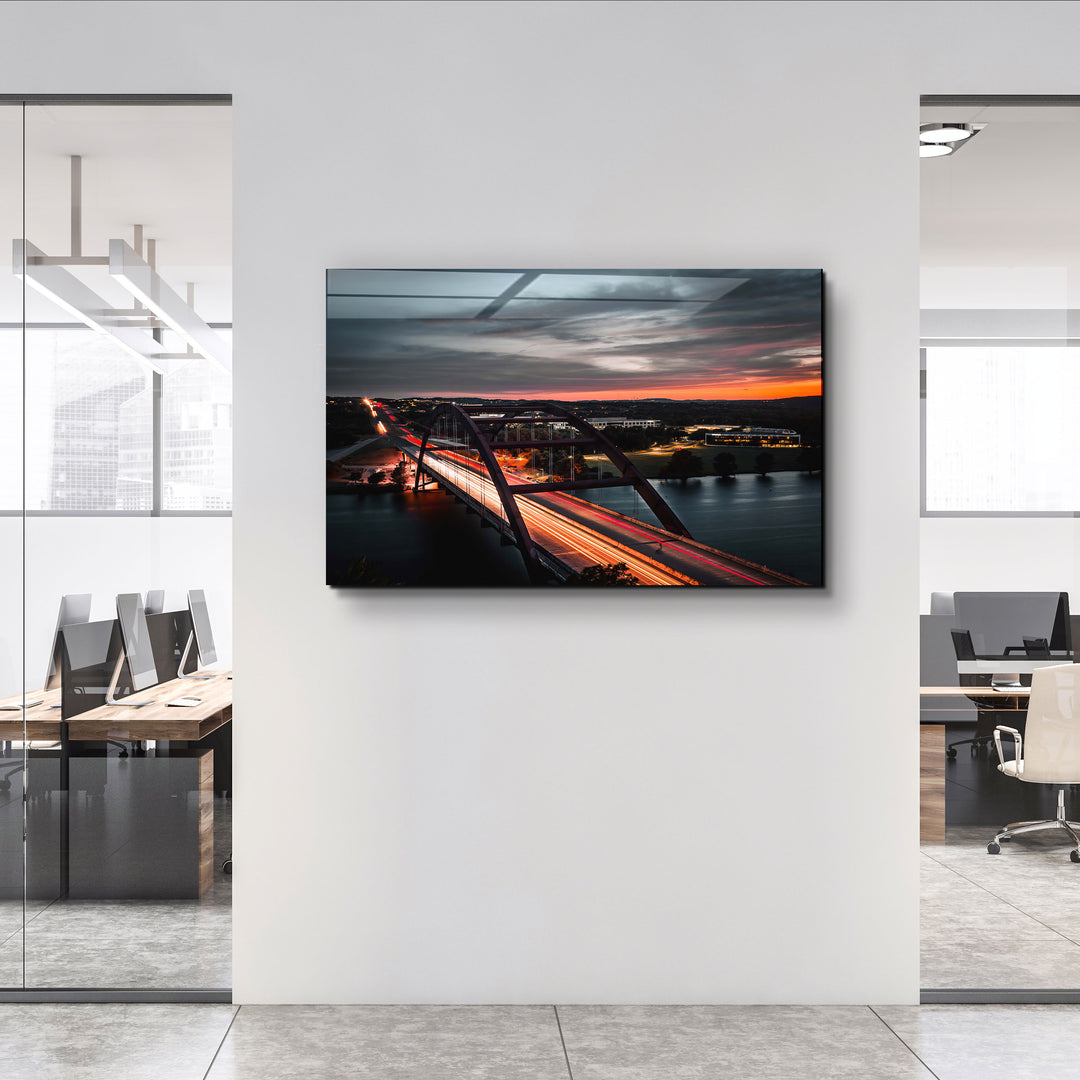 ・"Texas -Bridge Skyline"・Glass Wall Art