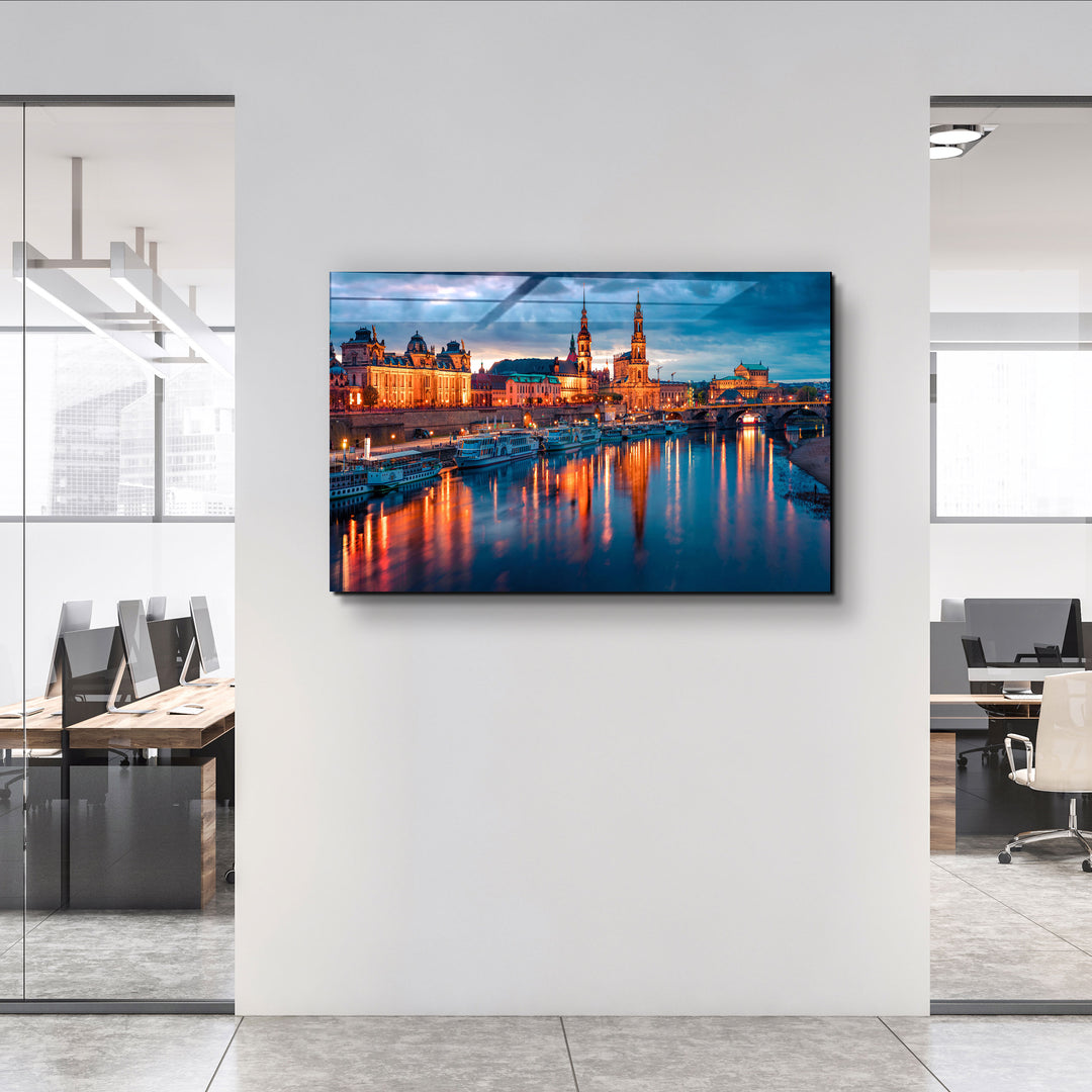 ・"Elbe river in Dresden, Saxony, Germany, Europe"・Glass Wall Art