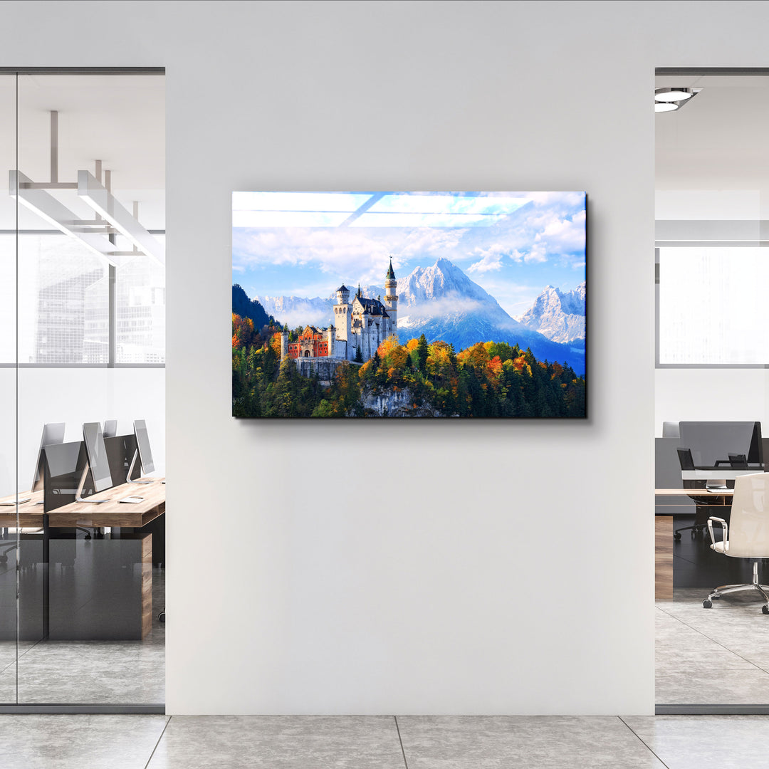 ・"Beautiful view of Neuschwanstein castle in the Bavarian Alps, Germany"・Glass Wall Art