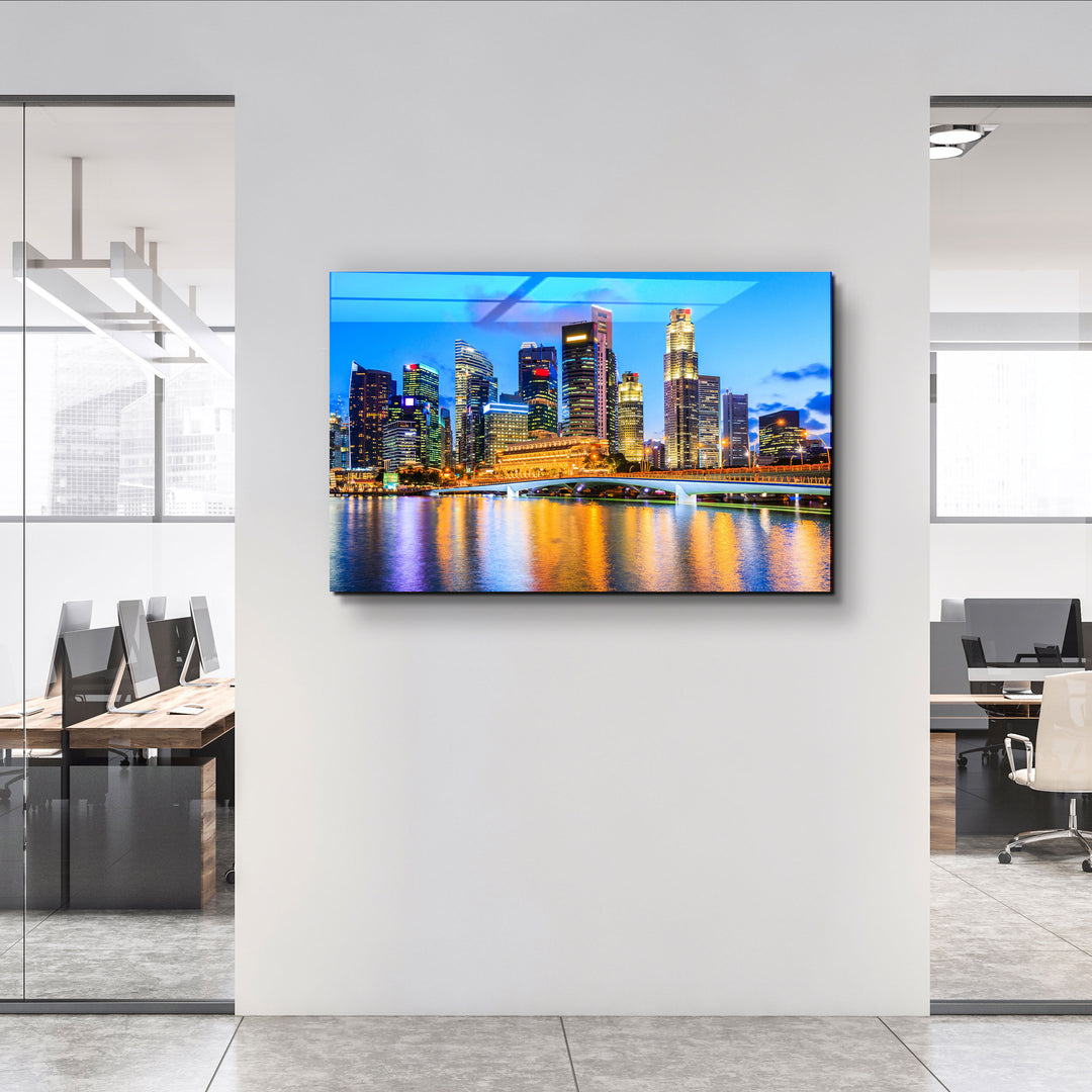 ・"Singapore city skyline"・Glass Wall Art