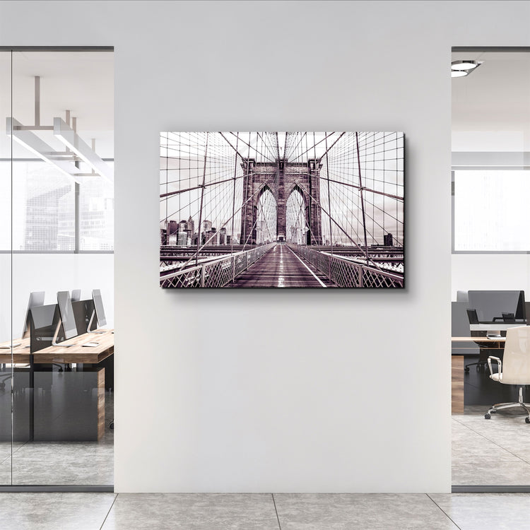 ・"Brooklyn Bridge Retro Bronze"・Glass Wall Art | Artdesigna Glass Printing Wall Arts.