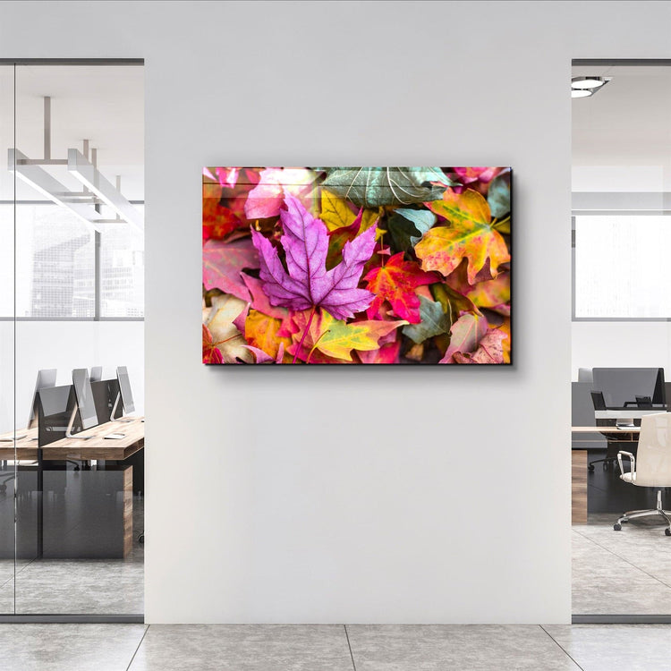 ・"Fall & Leaves"・Glass Wall Art | Artdesigna Glass Printing Wall Arts.