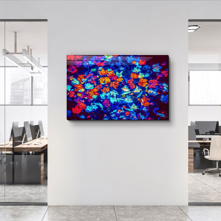 ・"Leaves on the Water"・Glass Wall Art | Artdesigna Glass Printing Wall Arts.