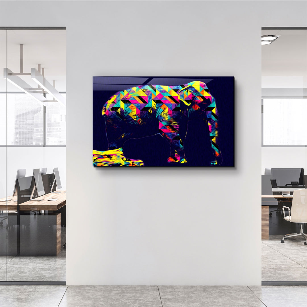 ・"Colormix Elephant"・Glass Wall Art | Artdesigna Glass Printing Wall Arts.