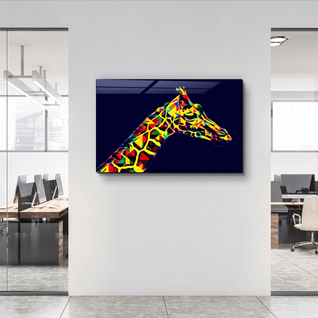 ・"Colormix Giraffe"・Glass Wall Art | Artdesigna Glass Printing Wall Arts.