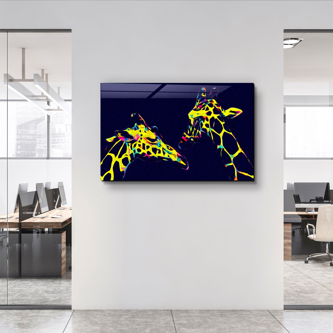 ・"Colormix Giraffes"・Glass Wall Art | Artdesigna Glass Printing Wall Arts.